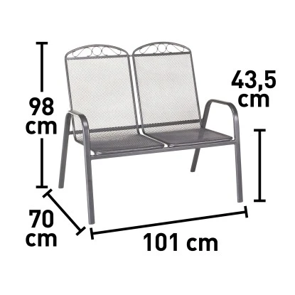 Gartenbank Sacramento II 2-Sitzer 99 Cm X 106 Cm X 71 Cm Grau 2 Gartenbank Sacramento II 2-Sitzer 99 Cm X 106 Cm X 71 Cm Grau – Bild 2