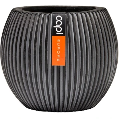 Capi Pflanztopf Groove Kugel Schwarz 30 Cm X 25 Cm 1 Capi Pflanztopf Groove Kugel Schwarz 30 Cm X 25 Cm