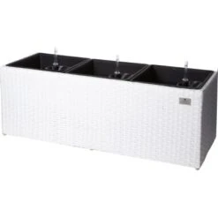 Gartenfreude Pflanzkübel Polyrattan 102 Cm X 36 Cm Weiß