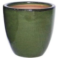 Vase Aus Keramik Ø 41 Cm Grün Glasiert