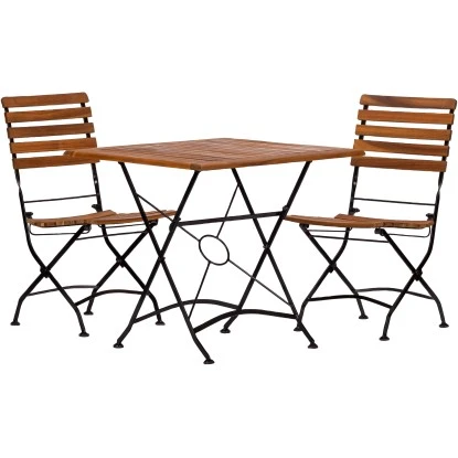 Acamp Set Lindau 2x Stuhl 1x Tisch 80 Cm X 80 Cm Teak-Schwarz 1 Acamp Set Lindau 2x Stuhl 1x Tisch 80 Cm X 80 Cm Teak-Schwarz