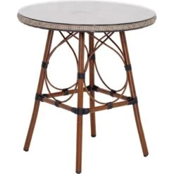 Acamp Set 4x Sessel Maui 1x Tisch Maui Ø 70 Cm Bambus-Cappuccino -Gartenwelt Günstiges Geschäft 4013556501323 4182 07