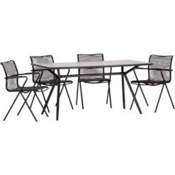 Acamp Set 4x Stapelsessel Alpha Rope 1x Glastisch Alpha Anthrazit-Cemento