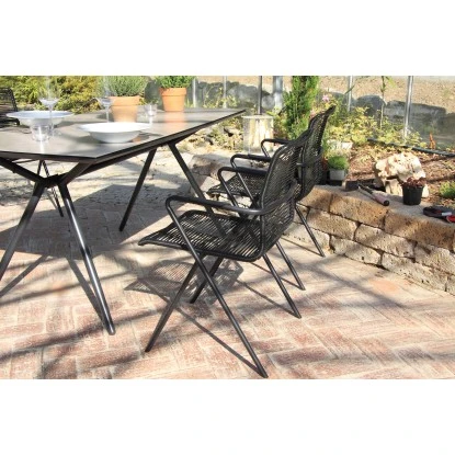 Acamp Set 4x Stapelsessel Alpha Rope 1x Glastisch Alpha Anthrazit-Cemento 5 Acamp Set 4x Stapelsessel Alpha Rope 1x Glastisch Alpha Anthrazit-Cemento – Bild 5