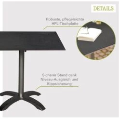 Acamp HPL Tisch Acaplan 80 Cm X 80 Cm Anthrazit-Cemento -Gartenwelt Günstiges Geschäft 4013556563611 4461 03