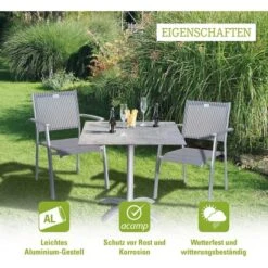 Acamp HPL Tisch Acaplan 80 Cm X 80 Cm Platin-Cemento -Gartenwelt Günstiges Geschäft 4013556563710 4488 02
