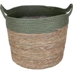 Übertopf Korb Mit Griffen Ø 27 Cm Natur-Grün