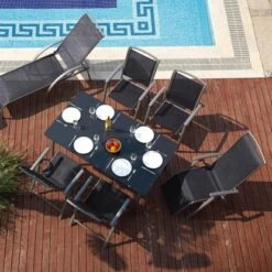 Relaxsessel Vigo Mit Verstellbarer Rückenlehne Und Fußstütze Textilen Schwarz -Gartenwelt Günstiges Geschäft 4048124620533 AB01