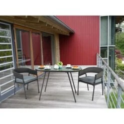 Balkonmöbel-Set Destin 3-teilig Stahl Grau -Gartenwelt Günstiges Geschäft 4048124969212 ab01 120917