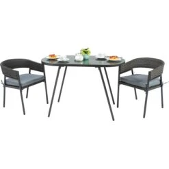 Balkonmöbel-Set Destin 3-teilig Stahl Grau -Gartenwelt Günstiges Geschäft 4048124969212 s05 040817