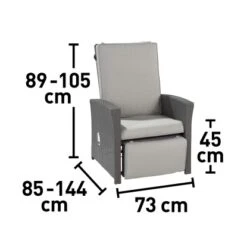 Lounge-Relaxsessel Vermont Verstellb. Rückenlehne Polyrattan Deep Water Concrete -Gartenwelt Günstiges Geschäft 4048124975879 VM01 290920