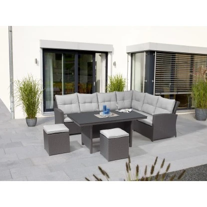 Lounge-Set Mit Esstisch Vermont 5-teilig Polyrattan Rechts Deep Water Concrete 2 Lounge-Set Mit Esstisch Vermont 5-teilig Polyrattan Rechts Deep Water Concrete – Bild 2