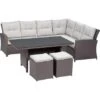 Lounge-Set Mit Esstisch Vermont 5-teilig Polyrattan Rechts Deep Water Concrete
