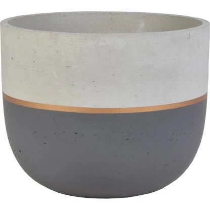 Pflanzgefäß Aus Zement Ø 20 Cm X 17 Cm Anthrazit-Gold 1 Pflanzgefäß Aus Zement Ø 20 Cm X 17 Cm Anthrazit-Gold