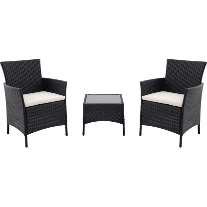 Balkonset Taracoa Wicker Schwarz 3-teilig 1 Balkonset Taracoa Wicker Schwarz 3-teilig