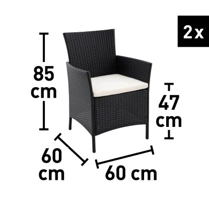 Balkonset Taracoa Wicker Schwarz 3-teilig 7 Balkonset Taracoa Wicker Schwarz 3-teilig – Bild 7