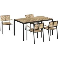 Gartentisch Ovando FSC® Rechteckig 75 Cm X 160 Cm X 90 Cm Natur-Schwarz -Gartenwelt Günstiges Geschäft 4048126623068 30