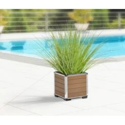 Gartenfreude Pflanzgefäß WPC Eckig Hellbraun -Gartenwelt Günstiges Geschäft 4251083905409 4655 04