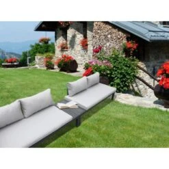 Gartenfreude Alu-Lounge Mit Latten In Holzoptik Aus PS Und Wasserabw. Kissen -Gartenwelt Günstiges Geschäft 4251083906017 4655 07