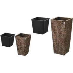 Gartenfreude Pflanzkübel Set Wasserhyaz. 38 X 38 X 77 Cm + 28 X 28 X 43 Cm Braun -Gartenwelt Günstiges Geschäft 4251083910441 4655 4