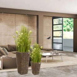 Gartenfreude Pflanzkübel Set Wasserhyaz. 38 X 38 X 77 Cm + 28 X 28 X 43 Cm Braun -Gartenwelt Günstiges Geschäft 4251083910441 4655 5