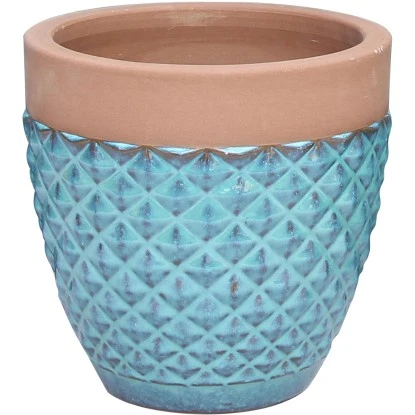 Keramik Übertopf Diamond Rund Türkis 37 Cm X 37 Cm X 34 Cm 1 Keramik Übertopf Diamond Rund Türkis 37 Cm X 37 Cm X 34 Cm