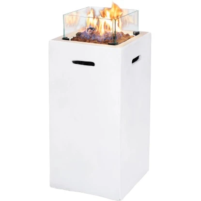 Amare Gas-Feuerstelle Für Den Außenbereich Quadratisch Weiß 1 Amare Gas-Feuerstelle Für Den Außenbereich Quadratisch Weiß