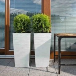 Siena Garden Pflanzgefäß Modern Nizza Weiß 30x30x57,0 Cm -Gartenwelt Günstiges Geschäft 8630683 1346 4
