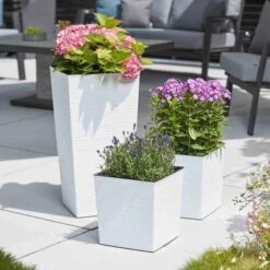 Siena Garden Pflanzgefäß Modern Nizza Weiß 30x30x57,0 Cm -Gartenwelt Günstiges Geschäft 8630683 1346 6