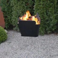 VASNER Merive M2 Feuerkorb Mittelhoch Abgerundet Schwarz -Gartenwelt Günstiges Geschäft sign garten terrasse mood6